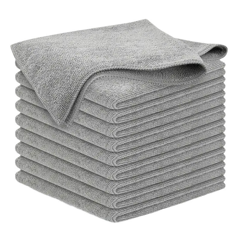 Microfiber Cleaning Cloth Grey - 12 Pcs (12.5"x12.5") - High Performance - 1200 Washes, Ultra Absorbent Microfiber Towel Weave Grime & Liquid for Streak-Free Mirror Shine - Car Washing Cloth