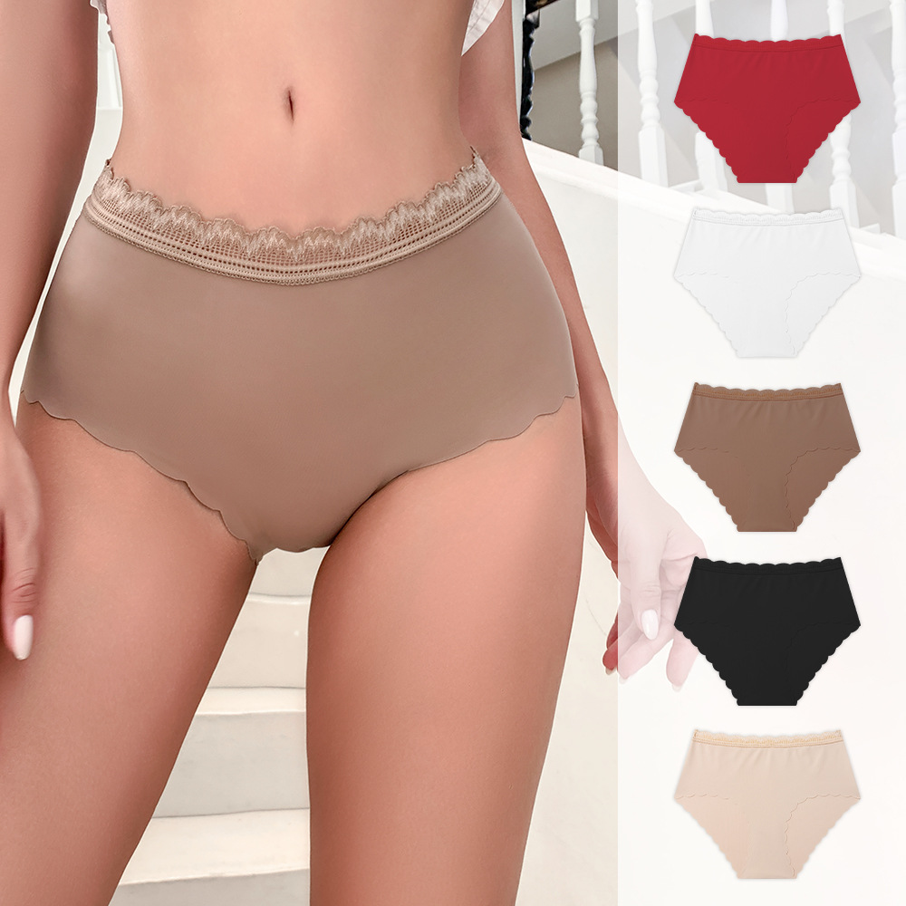 Seamless Underwear for Women No Show Ice Silk Bikini Breathable Hipster Wavy Sides Invisibles Panties