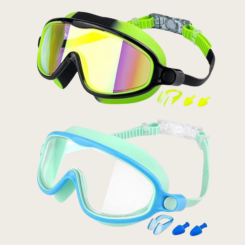 Swim Goggles 2 Pack Anti-Fog Anti-UV Wide View Swimming Goggles for Kids 3-15