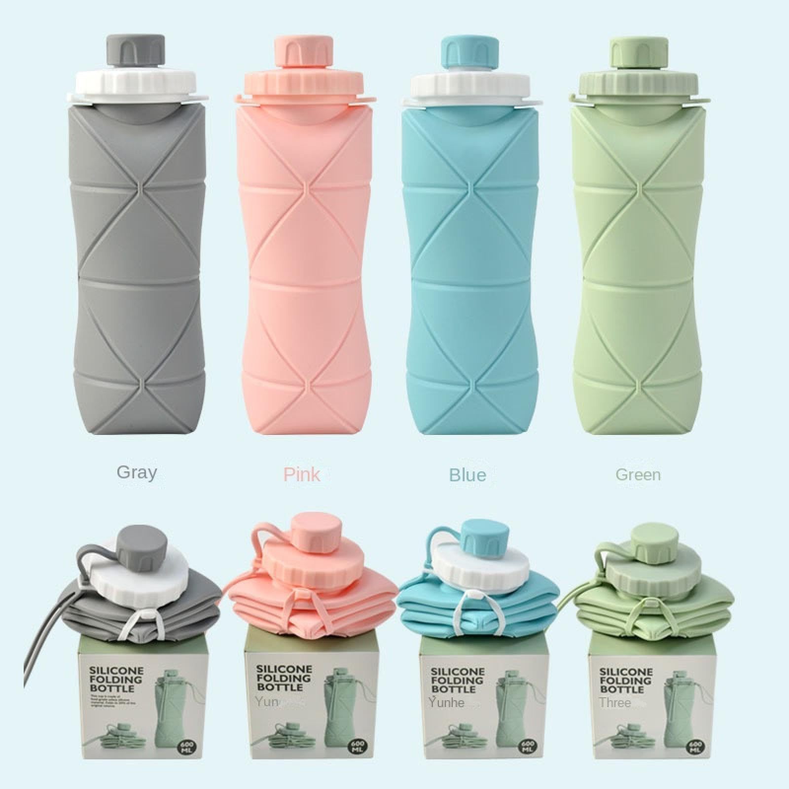 Silicone Travel Folding Water Bottle Leakproof Flexible BPA Free Portable, Lightweight for Camping, Hiking, Sports Travel 23oz