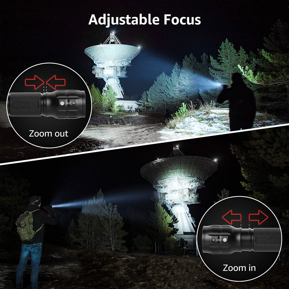 LED Flashlights High Lumens, Small Flashlight, Waterproof, Adjustable Focus Flash Light for Outdoor, Emergency, AAA Batteries Included, Tactical & Camping Accessories