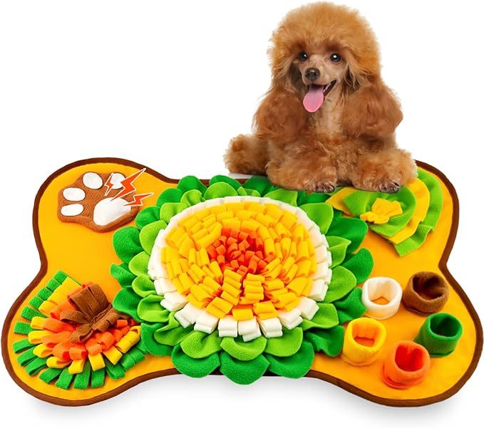 Snuffle Mat for Dogs, Pet Snuffle Mat for Small and Medium Dogs, Interactive Sniff Mat Feeding Mat for Puppies, Slow Feeder Dog Treat Mat for Training and Stress Relief (Bone Shape)