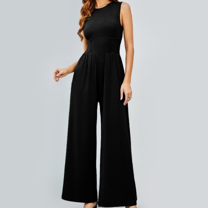 Sleeveless Wide Leg Overalls