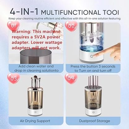 Electric Makeup Brush Cleaner - Efficient Electric Makeup Brush Cleaner Machine for Thorough Brush Cleaning, Ideal for Makeup Artists & Enthusiasts