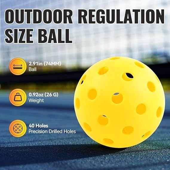 X-40 Outdoor Pickleballs - Official Ball of USA Pickleball, APP Tour + Pickleball US Open-6 Pack