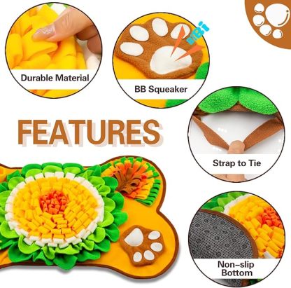 Snuffle Mat for Dogs, Pet Snuffle Mat for Small and Medium Dogs, Interactive Sniff Mat Feeding Mat for Puppies, Slow Feeder Dog Treat Mat for Training and Stress Relief (Bone Shape)