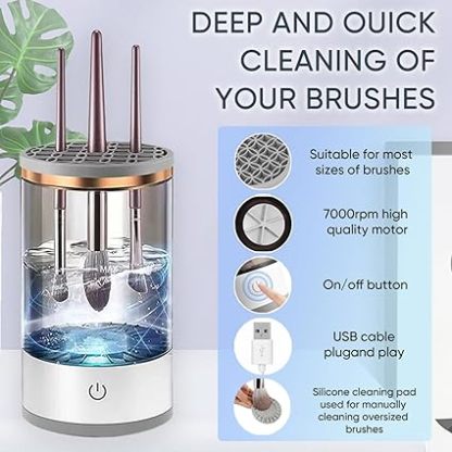 Electric Makeup Brush Cleaner - Efficient Electric Makeup Brush Cleaner Machine for Thorough Brush Cleaning, Ideal for Makeup Artists & Enthusiasts