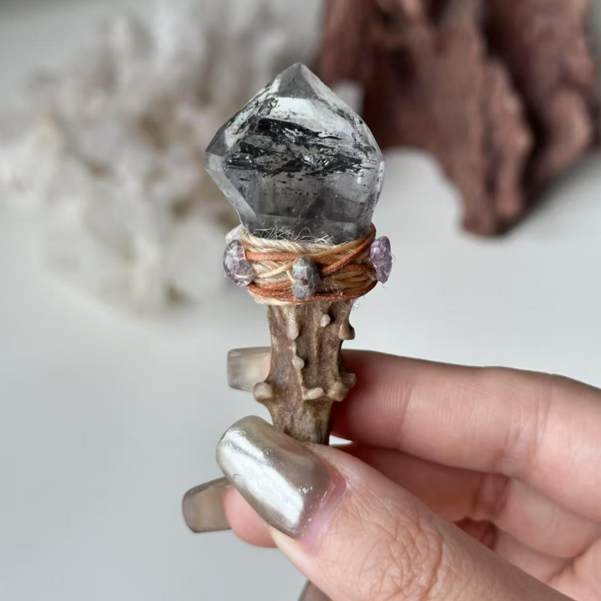 Natural Bare Stone Antler Wand