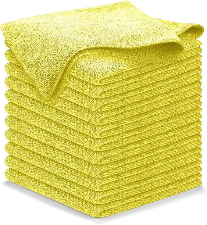 Microfiber Cleaning Cloth Grey - 12 Pcs (12.5"x12.5") - High Performance - 1200 Washes, Ultra Absorbent Microfiber Towel Weave Grime & Liquid for Streak-Free Mirror Shine - Car Washing Cloth