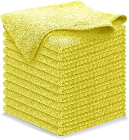 Microfiber Cleaning Cloth Grey - 12 Pcs (12.5"x12.5") - High Performance - 1200 Washes, Ultra Absorbent Microfiber Towel Weave Grime & Liquid for Streak-Free Mirror Shine - Car Washing Cloth