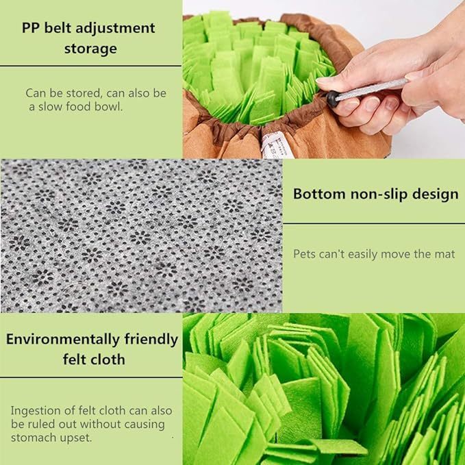 Pet Snuffle Mat for Dogs, Interactive Feed Game for Boredom, Encourages Natural Foraging Skills for Cats Dogs Bowl Travel Use, Dog Treat Dispenser Indoor Outdoor Stress Relief