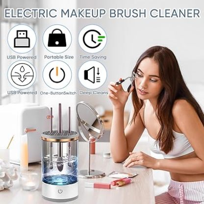 Electric Makeup Brush Cleaner - Efficient Electric Makeup Brush Cleaner Machine for Thorough Brush Cleaning, Ideal for Makeup Artists & Enthusiasts