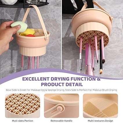 Makeup Brush Cleaner Mat 3 in 1 Silicone Makeup Brush Cleaner Bowl Cosmetic Brushes Cleaning Tool Organizer for Storage and Air Drying