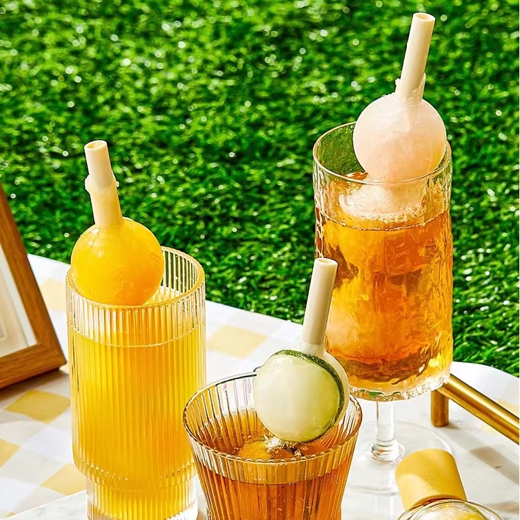 Tanghulu-Shaped Silicone Ice Mold & Straw Dispenser – 2-in-1 Mold for Fun Ice Pops & Drinks, Non-Stick & Easy Release
