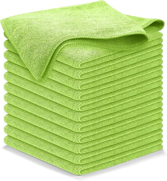 Microfiber Cleaning Cloth Grey - 12 Pcs (12.5"x12.5") - High Performance - 1200 Washes, Ultra Absorbent Microfiber Towel Weave Grime & Liquid for Streak-Free Mirror Shine - Car Washing Cloth