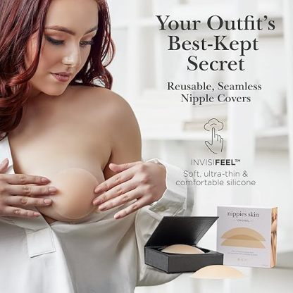 Nipple Covers for Women - Sticky Adhesive Silicone Pasties - Reusable Pasty Nipple Cover with Travel Box