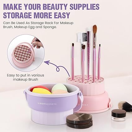 Makeup Brush Cleaner Mat 3 in 1 Silicone Makeup Brush Cleaner Bowl Cosmetic Brushes Cleaning Tool Organizer for Storage and Air Drying