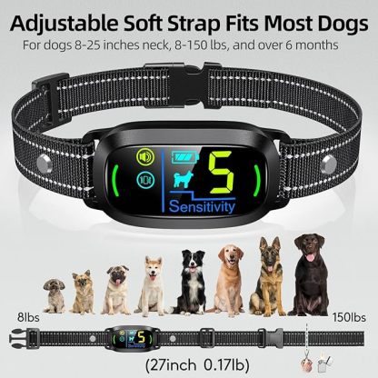 Dog Bark Collar for Large Medium Small Dogs, Rechargeable Smart Bark Collar, Anti Barking Training Collar with 5 Adjustable Sensitivity Beep Vibration