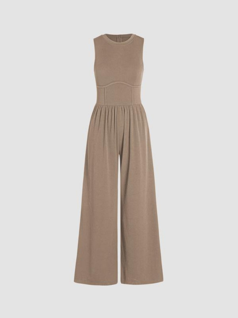 Sleeveless Wide Leg Overalls