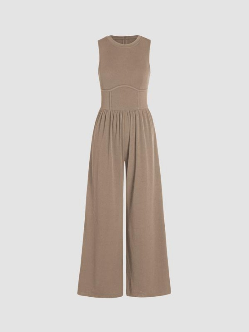 Sleeveless Wide Leg Overalls