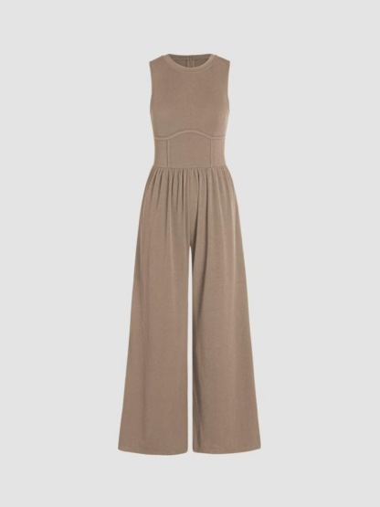 Sleeveless Wide Leg Overalls