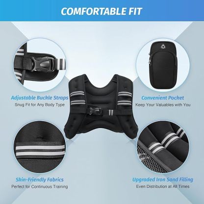 Weight Vest for Men Women, Body Weight Vests Adjustable with Reflective Stripe for Strength Training, Running, Training Workout, Jogging, Walking