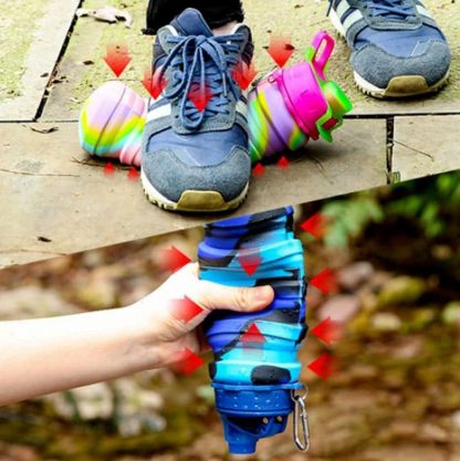Silicone Collapsible Water Bottles, 16oz 500ml Portable Foldable Expandable Water Bottle Sports Cups, Leak Proof Reusable BPA Free, for Outdoor Activities Travel