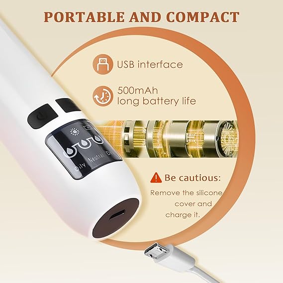 Blackhead Remover Vacuum - Powerful Pore Vacuum for Cleansing, Blackhead Extractor with 3 Adjustable Suction Levels, 4 Blackhead Removal Tools, USB Rechargeable，Suitable for Women and Men