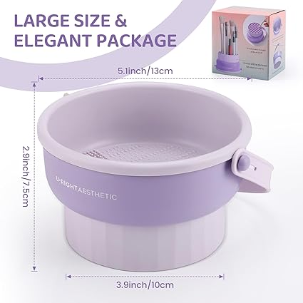 Makeup Brush Cleaner Mat 3 in 1 Silicone Makeup Brush Cleaner Bowl Cosmetic Brushes Cleaning Tool Organizer for Storage and Air Drying