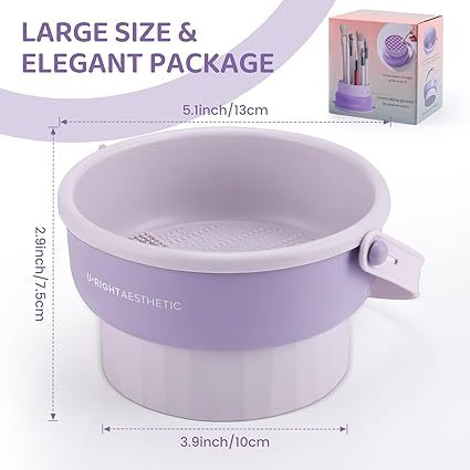 Makeup Brush Cleaner Mat 3 in 1 Silicone Makeup Brush Cleaner Bowl Cosmetic Brushes Cleaning Tool Organizer for Storage and Air Drying