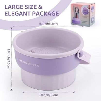 Makeup Brush Cleaner Mat 3 in 1 Silicone Makeup Brush Cleaner Bowl Cosmetic Brushes Cleaning Tool Organizer for Storage and Air Drying