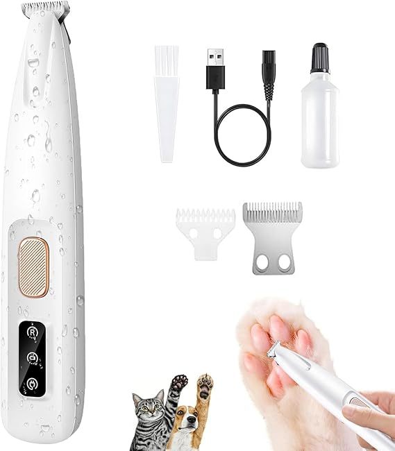 Dog Paw Trimmer with LED Light,35dB Low Noise Precision Pet Paw Trimmer for Dogs Cats Grooming Clippers,Safety Electric Paw Hair Trimmer for Paws,Ears,Rump,Face,Eyes