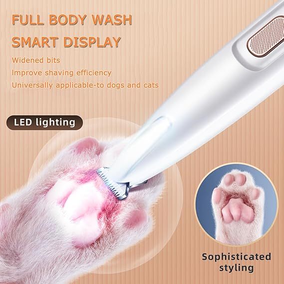 Dog Paw Trimmer with LED Light,35dB Low Noise Precision Pet Paw Trimmer for Dogs Cats Grooming Clippers,Safety Electric Paw Hair Trimmer for Paws,Ears,Rump,Face,Eyes
