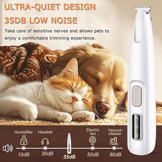 Dog Paw Trimmer with LED Light,35dB Low Noise Precision Pet Paw Trimmer for Dogs Cats Grooming Clippers,Safety Electric Paw Hair Trimmer for Paws,Ears,Rump,Face,Eyes