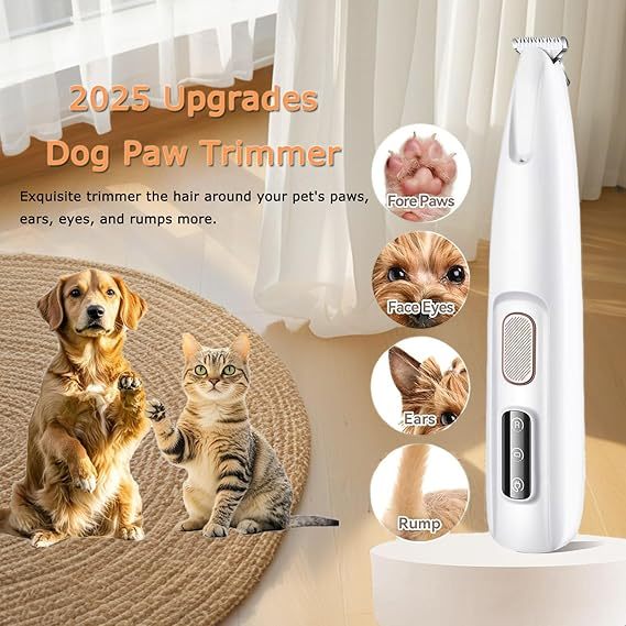 Dog Paw Trimmer with LED Light,35dB Low Noise Precision Pet Paw Trimmer for Dogs Cats Grooming Clippers,Safety Electric Paw Hair Trimmer for Paws,Ears,Rump,Face,Eyes