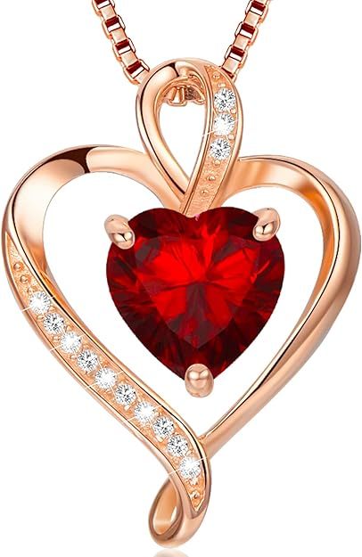Heart Birthstone Necklace for Women Fine Jewelry 925 Sterling Silver H