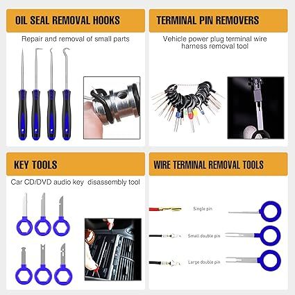 238Pcs Trim Removal Tool, Auto Push Pin Bumper Retainer Clip Set Fastener Terminal Remover Tool Adhesive Cable Clips Pry Kit Car Panel Radio Removal Auto Clip Pliers