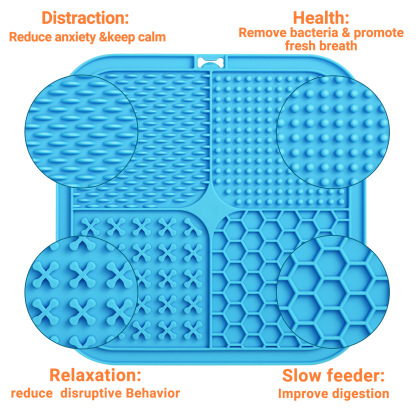 Premium Silicone Licking Mat for Dogs & Cats, 69 Suction Cups, Slow Feeder, Boredom Reducer, Anxiety Relief, Dishwasher Safe, Food Grade