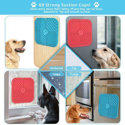 Premium Silicone Licking Mat for Dogs & Cats, 69 Suction Cups, Slow Feeder, Boredom Reducer, Anxiety Relief, Dishwasher Safe, Food Grade