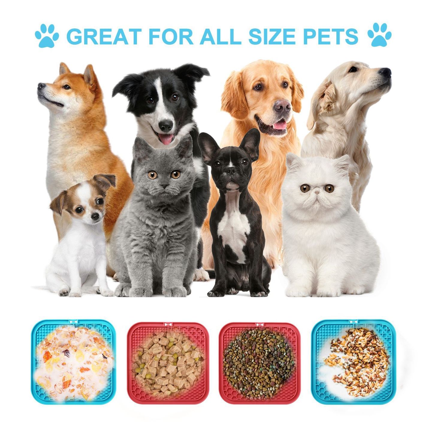 Premium Silicone Licking Mat for Dogs & Cats, 69 Suction Cups, Slow Feeder, Boredom Reducer, Anxiety Relief, Dishwasher Safe, Food Grade