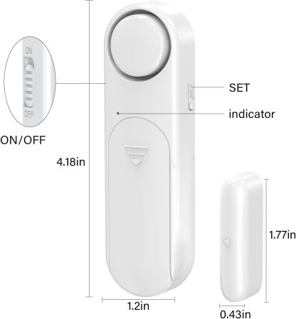 Window & Door Entry Alarm (2-Pack) – 120dB Security Sensor for Home & Child Safety