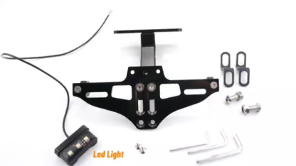 Universal CNC Aluminum Motorcycle License Plate Bracket with LED Light