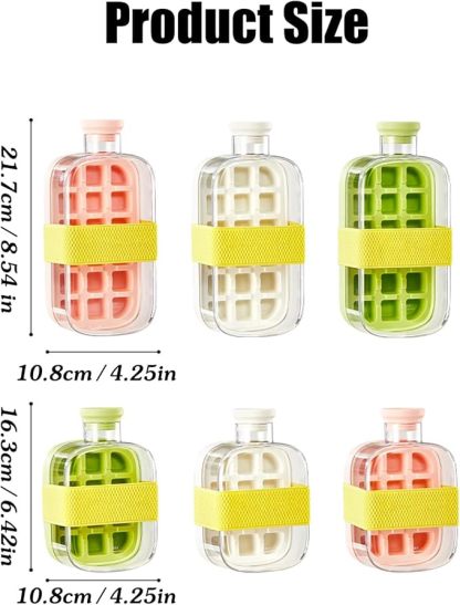 2-in-1 Ice Cube Bottle with Straw - Easy Press Ice Tray Water Bottle, Leak Proof Lid, Vertical Ice Maker for Freezer, Travel, Gym & Home Use