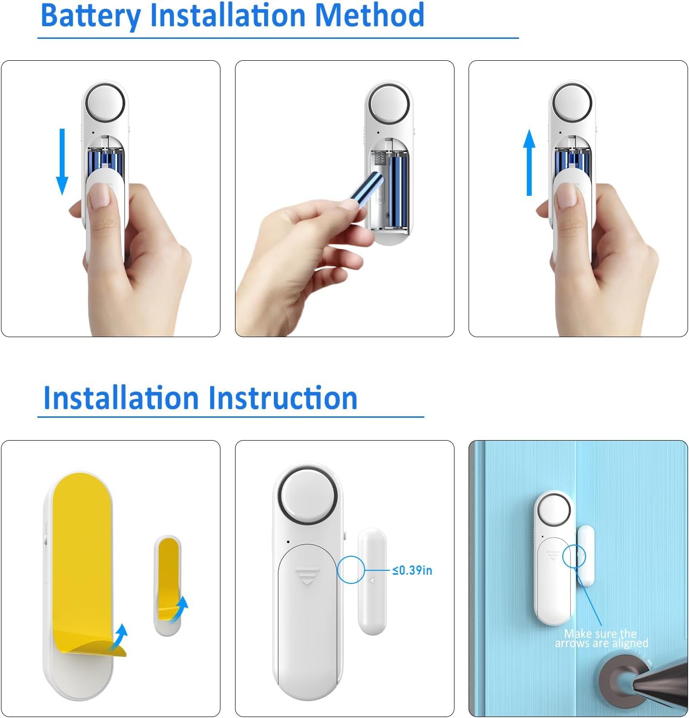 Window & Door Entry Alarm (2-Pack) – 120dB Security Sensor for Home & Child Safety