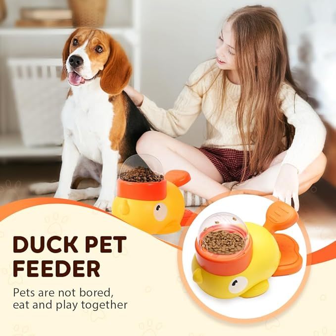 2025 New Dog Interactive Treat Dispenser Toy Slow Feeder, Duck Shaped Feeder Bowls for Small & Medium Dogs