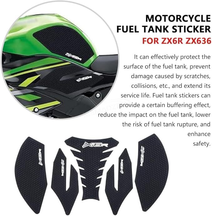 Anti-Slip Tank Grips for Kawasaki Ninja ZX6R/ZX-636 (2009-2025)