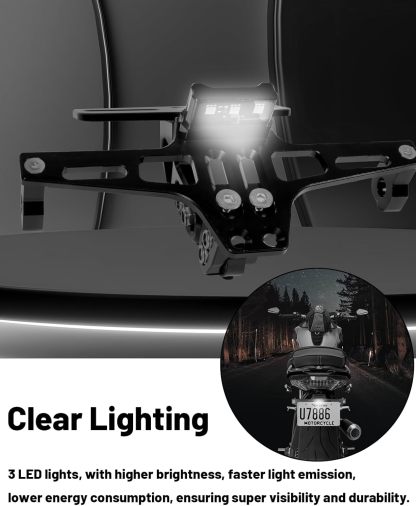 Universal CNC Aluminum Motorcycle License Plate Bracket with LED Light