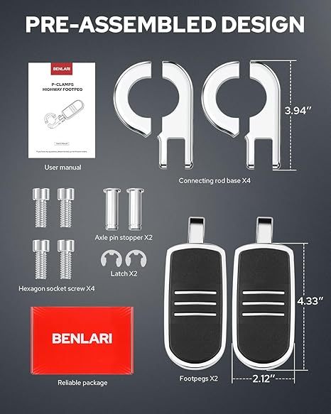 Heavy-Duty Highway Pegs with P-Clamp Mount – 1.25" Universal Fit