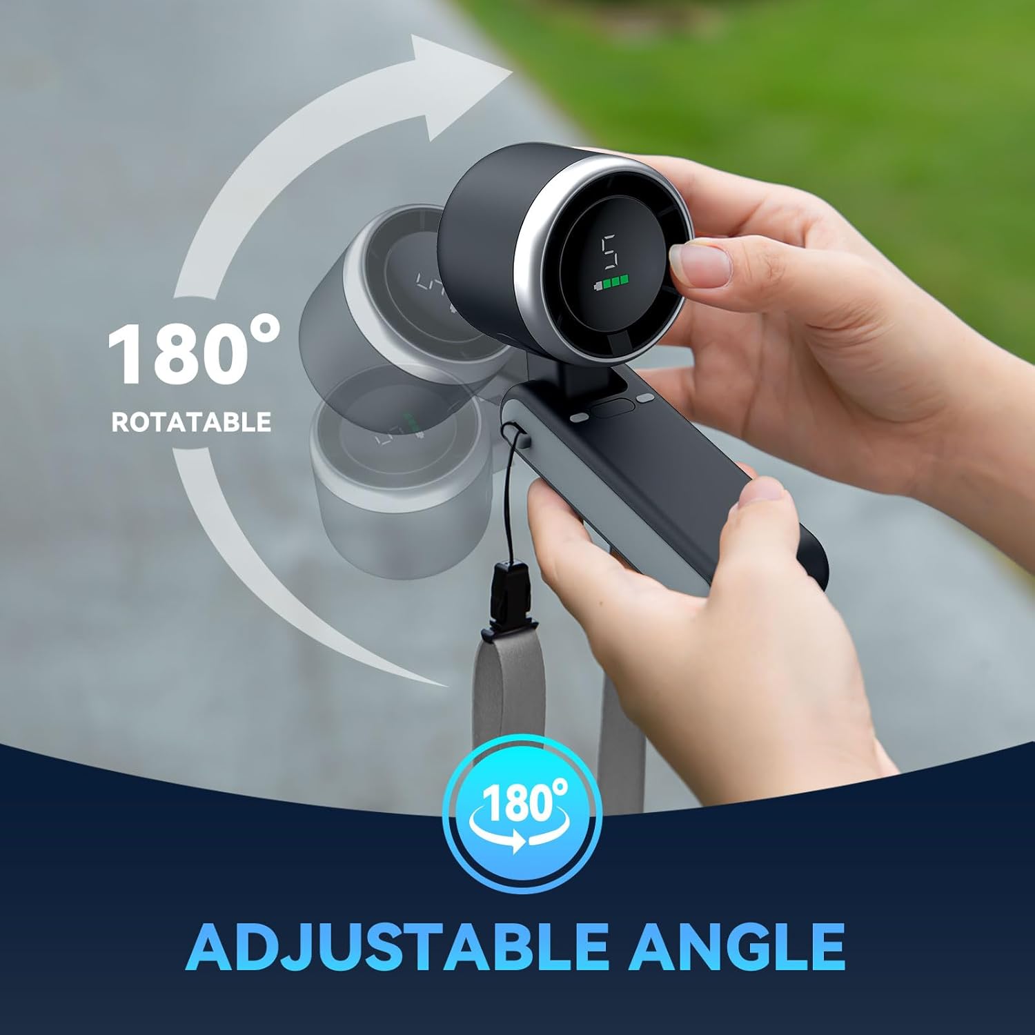 Portable Handheld Turbo Fan,5 Gear Wind, Battery Operated,3 IN 1 Hand Fan for Travel/Camping/Outdoor (Ideal Gift for Women & Men)