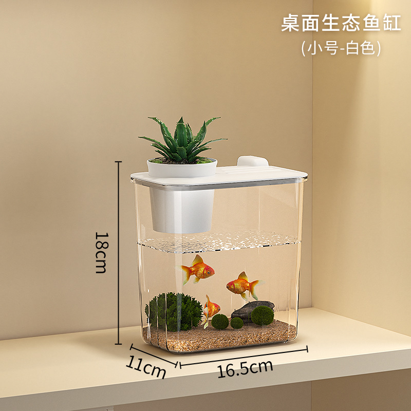 Premium Small Fish Tank for Home Living Room Desktop Aquarium Eco Tank with Filter and Oxygenation Integrated Tank for Landscaping Betta Fish Tank